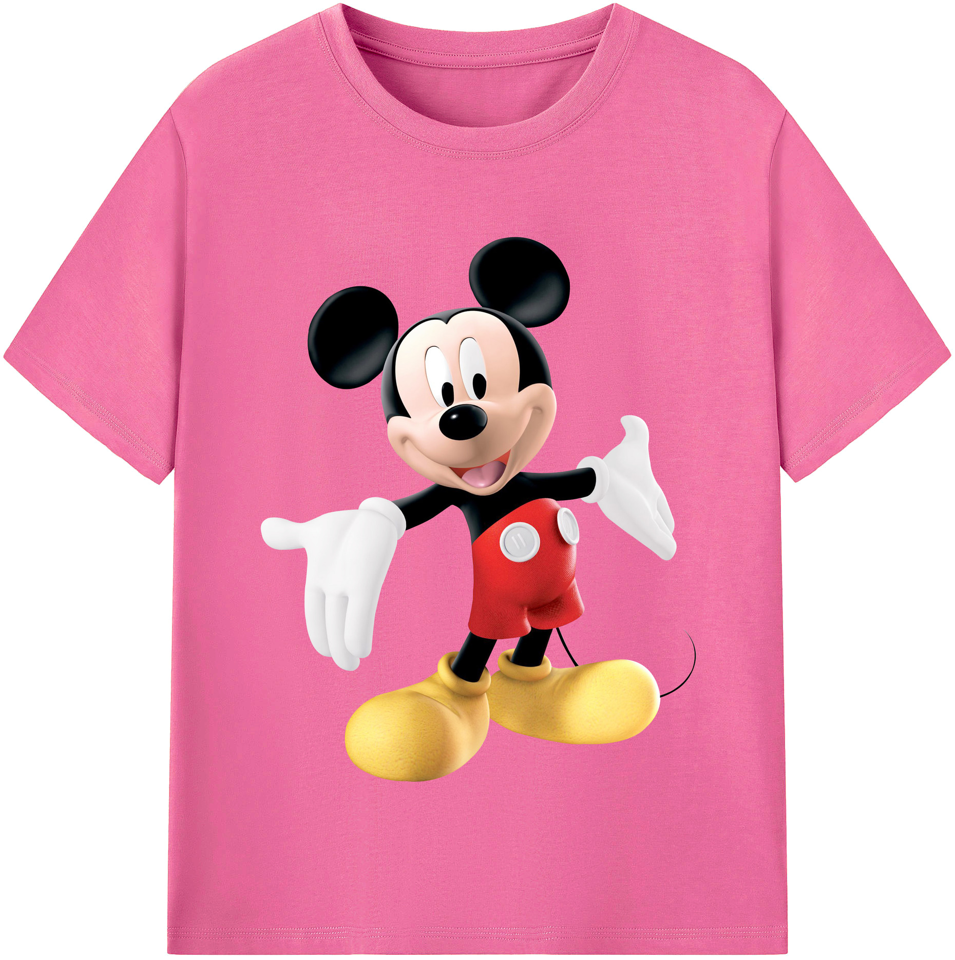 （画像用） ミッキーマウス Mickey Mouse レディースカジュアルプリントTシャツ（綿100％）